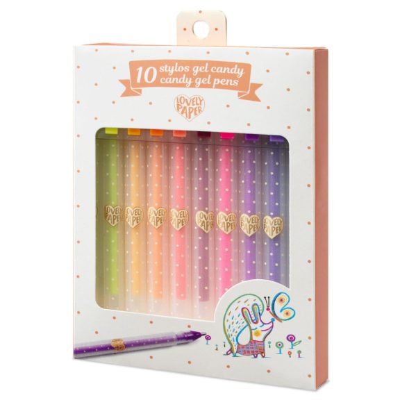 Zseléstoll készlet - 10 pasztell szín - 10 candy gel pens Zseléstoll készlet - 10 pasztell szín - 10 candy gel pens