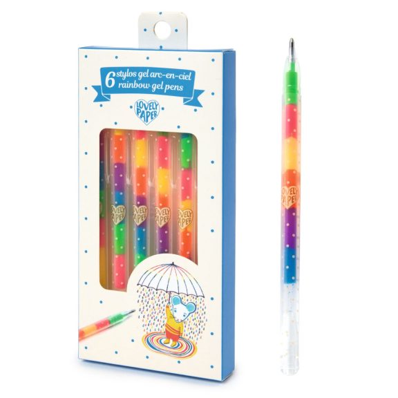 Zselés toll készlet - 6 szivárvány színben - 6 rainbow gel pens Zselés toll készlet - 6 szivárvány színben - 6 rainbow gel pens