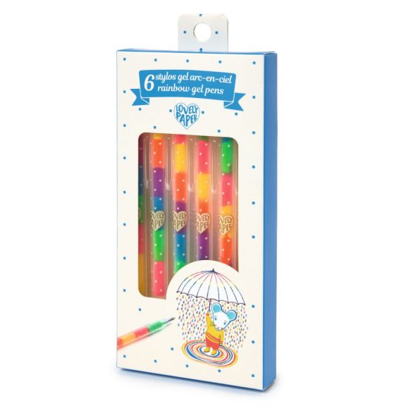 Zselés toll készlet - 6 szivárvány színben - 6 rainbow gel pens Zselés toll készlet - 6 szivárvány színben - 6 rainbow gel pens